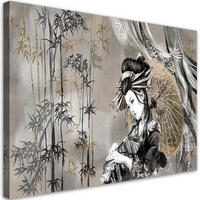 WANDBILD geisha und bambus - Grau, Textil (60/40cm) - Feeby