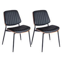 ESSZIMMERSTÜHLE 2er-Set Mid-Century Modern - Schwarz, Leder (57/83/48cm) - Urban Meuble