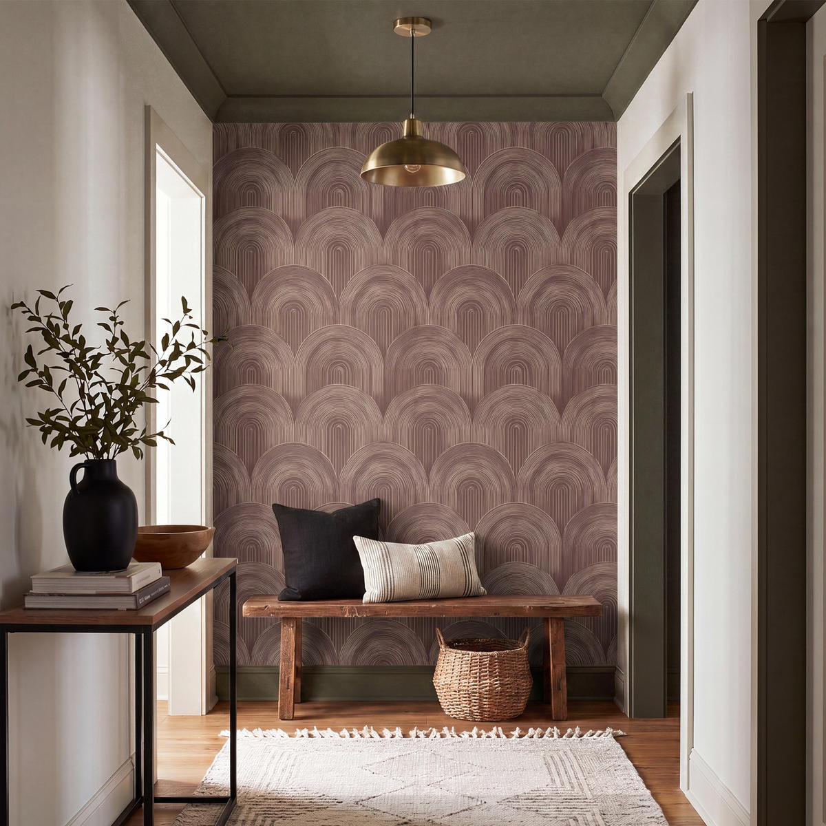 TAPETE - Rhythmic - Aufschlag - Braun - 160x220 cm - Dunkelbraun, Papier (160/220cm) - OnlyWow