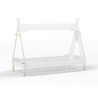 BELEUCHTETE Tipi-Hütte 90x190 cm modulare 104,1/205,6/162,4 cm - Weiß, Holz (90/190cm) - Calicosy