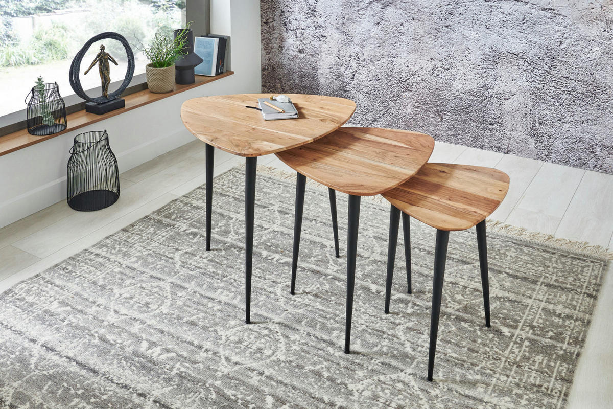 COUCHTISCH ELSA - Beige/Schwarz, Holz/Metall (60/60/57cm) - SAM