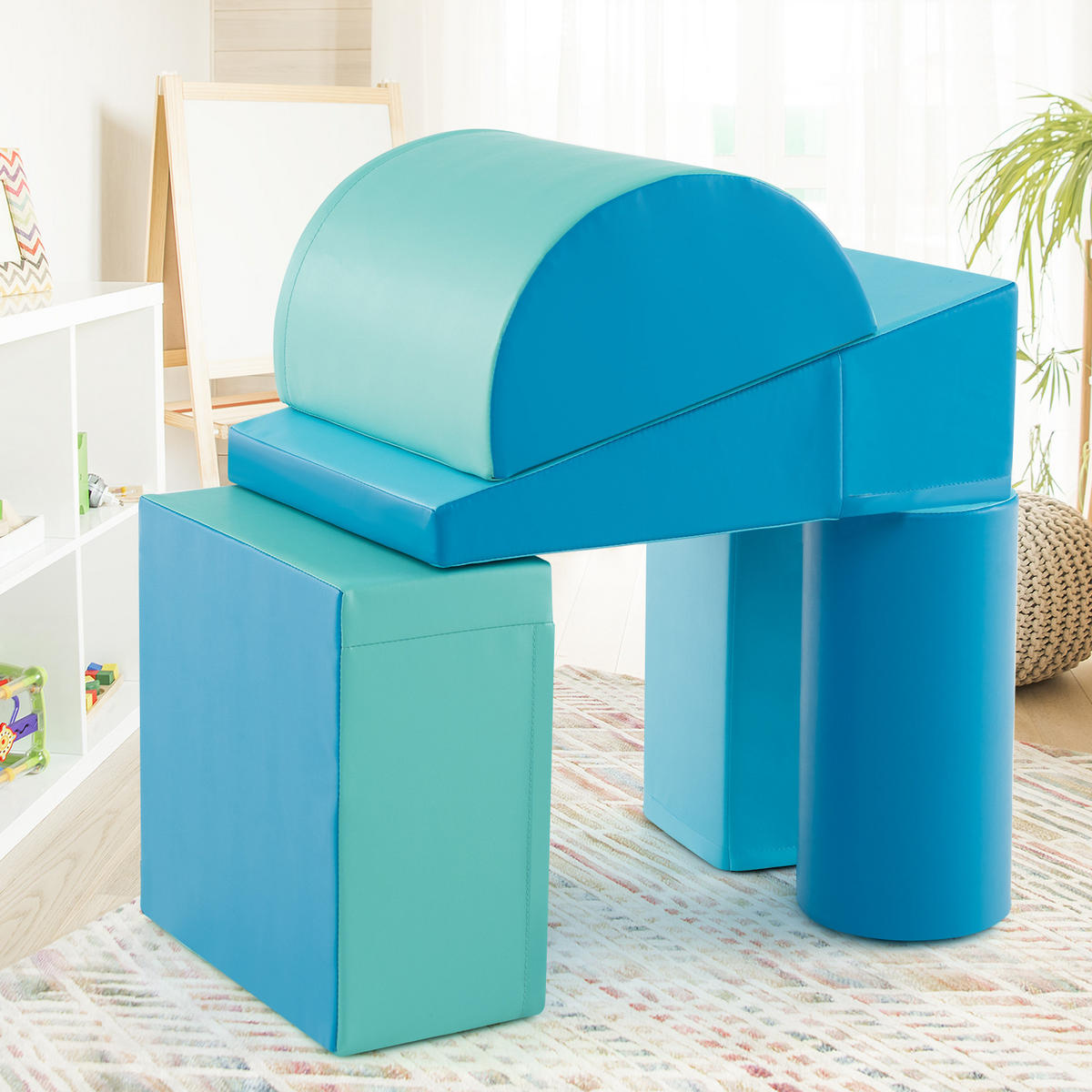 PĚNOVÝ BLOK námořnická modrá (5dílný) - tmavě modrá, plast (40/20/40cm) - COSTWAY
