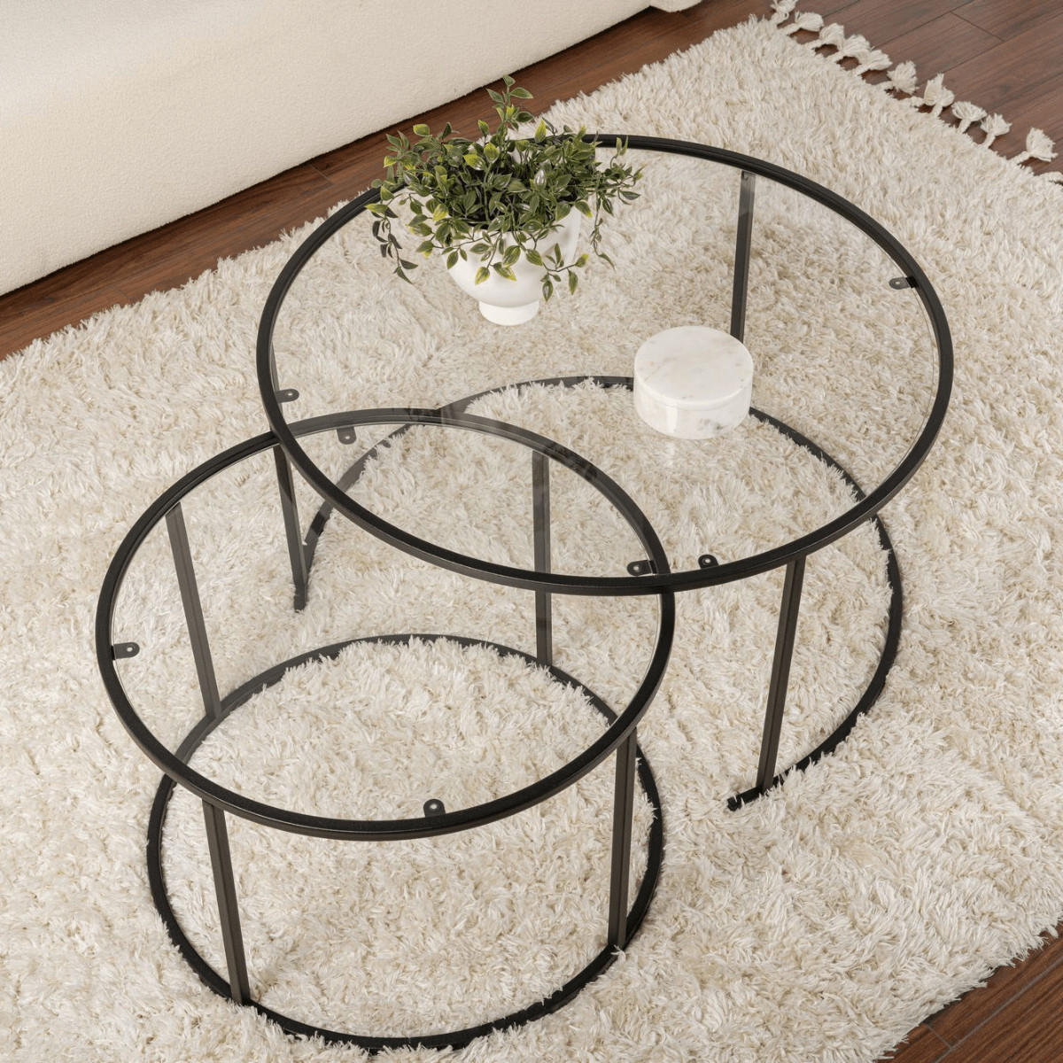 COUCHTISCHE mit Glasplatte 80/80/43 cm - Dunkelgrau, Metall (82/80/43cm) - Calicosy