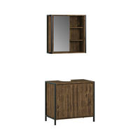 BADMÖBEL-SET Naola Eiche/Schwarz 2 Teile - Eichefarben/Schwarz, Holzwerkstoff (70/65/40cm) - Vicco