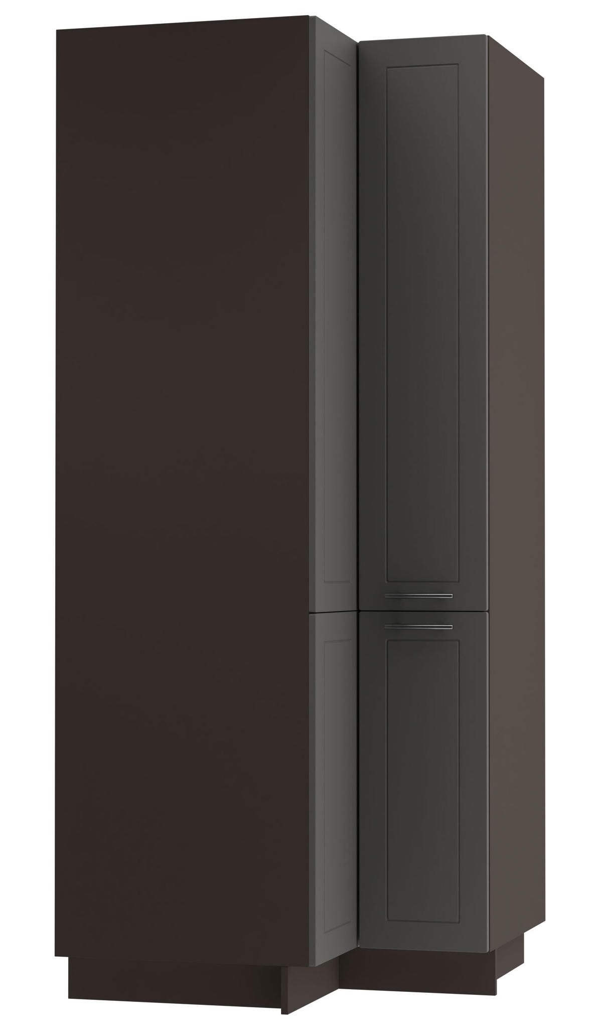 ECKVORRATSSCHRANK Kvantum D24N/207 Lava / Graphit Matt - Dunkelgrau/Anthrazit, Holz/Holzwerkstoff (90/207/90cm) - Feldmann-Wohnen