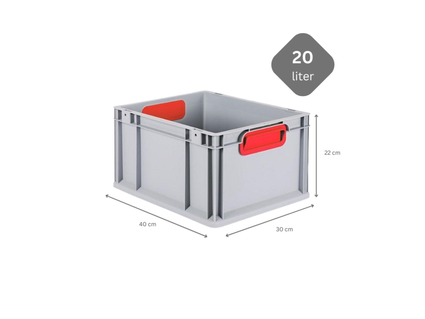 EUROBOX Nextgen Color 22x30x40cm 20 Liter Griffe Rot Geschlossen - Rot, Kunststoff (30/22/40cm) - PROREGAL