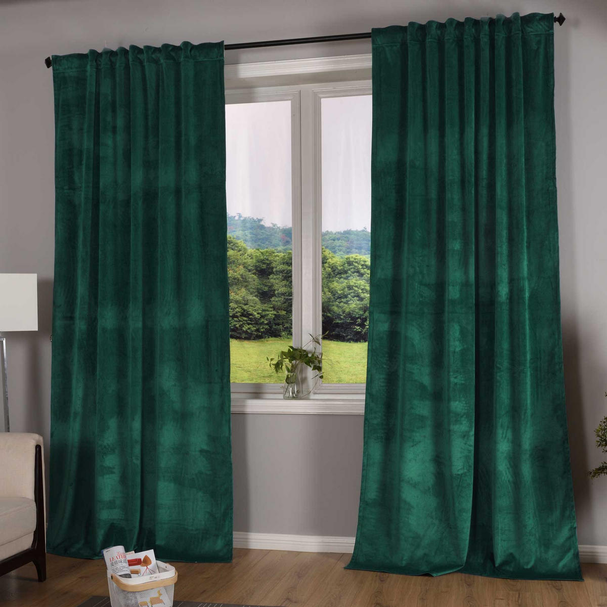 VORHANG 2ER SET MILANO HxB 280x135 cm Grün - Grün, Textil (135/280cm) - Gardinenbox