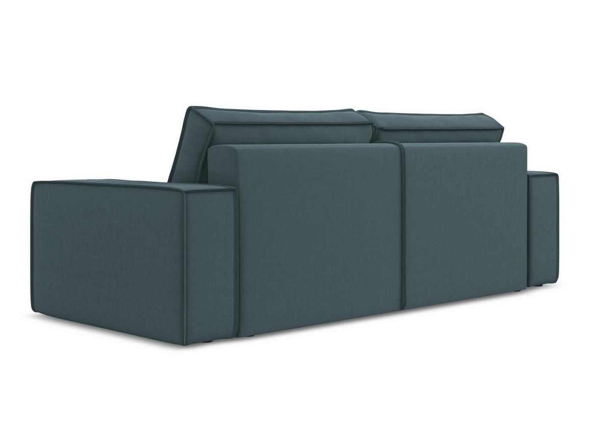 3-SITZER SOFA mit Schlaffunktion Samt Stoff Blau - Blau/Petrol, Kunststoff/Textil (255/85/105cm) - Makamii