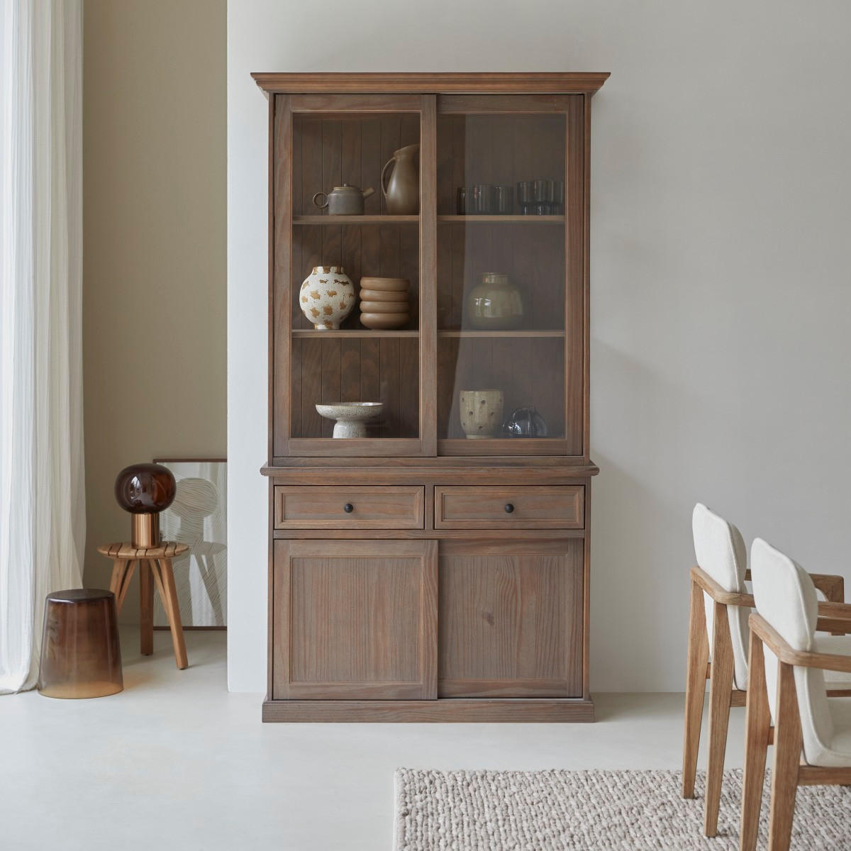 GESCHIRRSCHRANK Roma Natur aus Pinie - Naturfarben, Holz (119/217/48cm) - Tikamoon