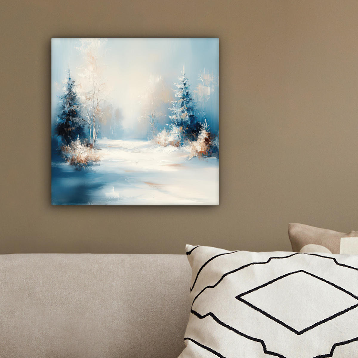 LEINWANDBILD Wald - Winter - Natur - Abstrakt - Schnee 20x20 cm - Weiß, Textil (20/20cm) - MuchoWow