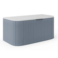 WASCHBECKENUNTERSCHRANK hängend - Streifenoptik - Blau matt - 100 cm - LOMERI - Blau, Holz (99/45/50cm) - Vente-Unique