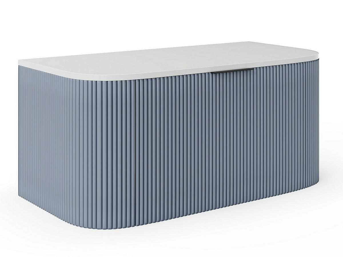 WASCHBECKENUNTERSCHRANK hängend - Streifenoptik - Blau matt - 100 cm - LOMERI - Blau, Holz (99/45/50cm) - Vente-Unique