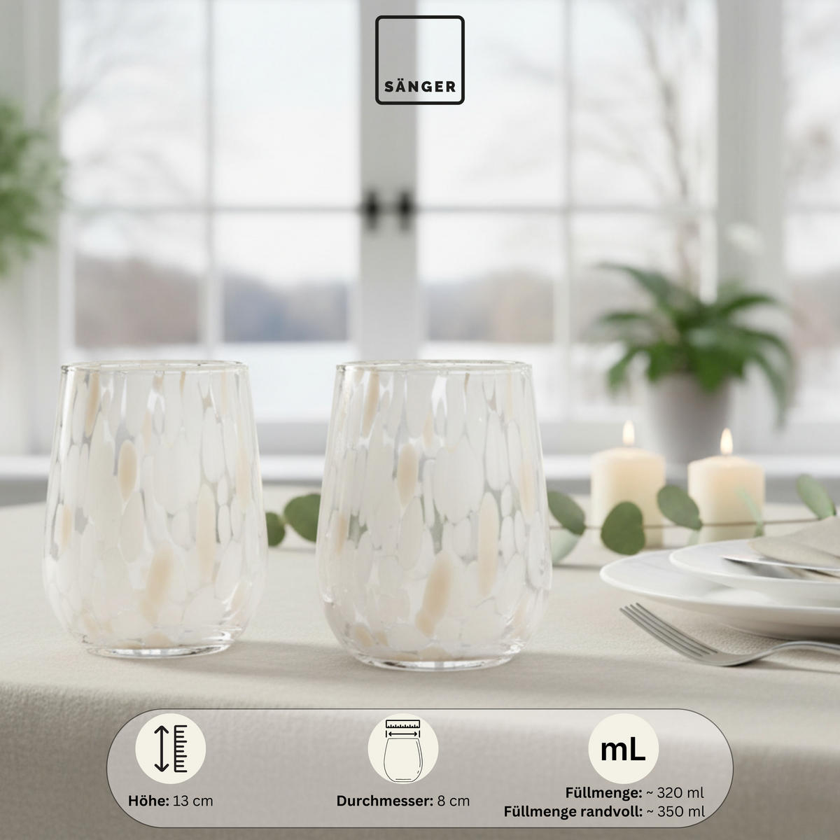 TRINKGLÄSER Set Curacao - 4 teilig - Transparent/Beige, Glas - Sänger