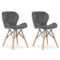 STUHL AMATRICE 2-er Set, Grau, mit Samtstoff gepolstert - Hellgrau, Holz/Textil (48/74/53cm) - Komodee