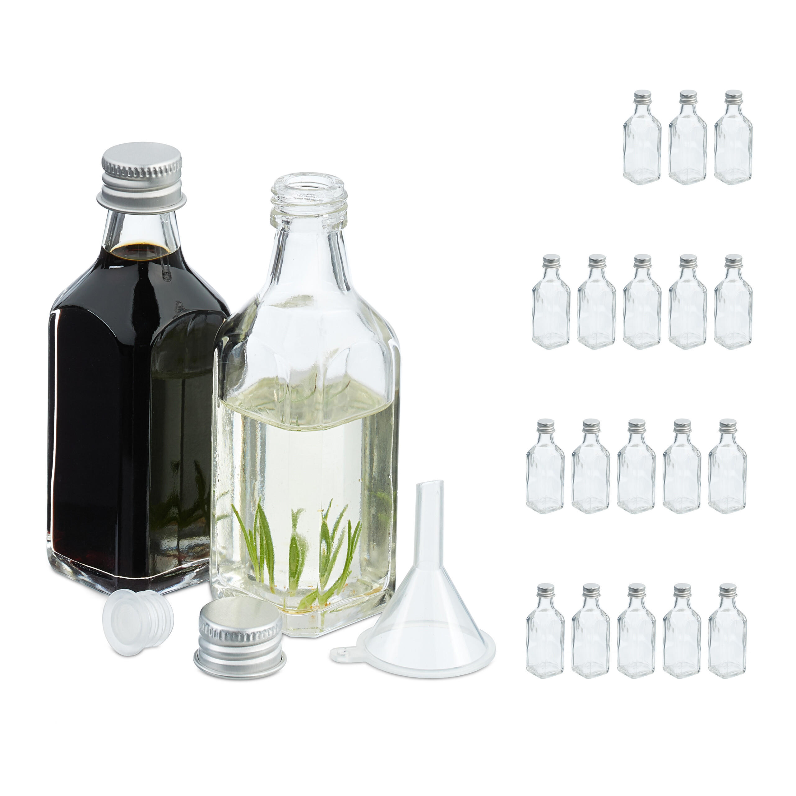 Relaxdays LAHVIČKY Transparentní Stříbrná set-20-ks 50 ml