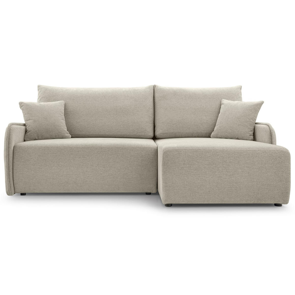 ECKSOFA Netarro, Beige Chenille, rechtsseitig - Beige/Schwarz, Kunststoff/Textil (198/147cm) - Selsey