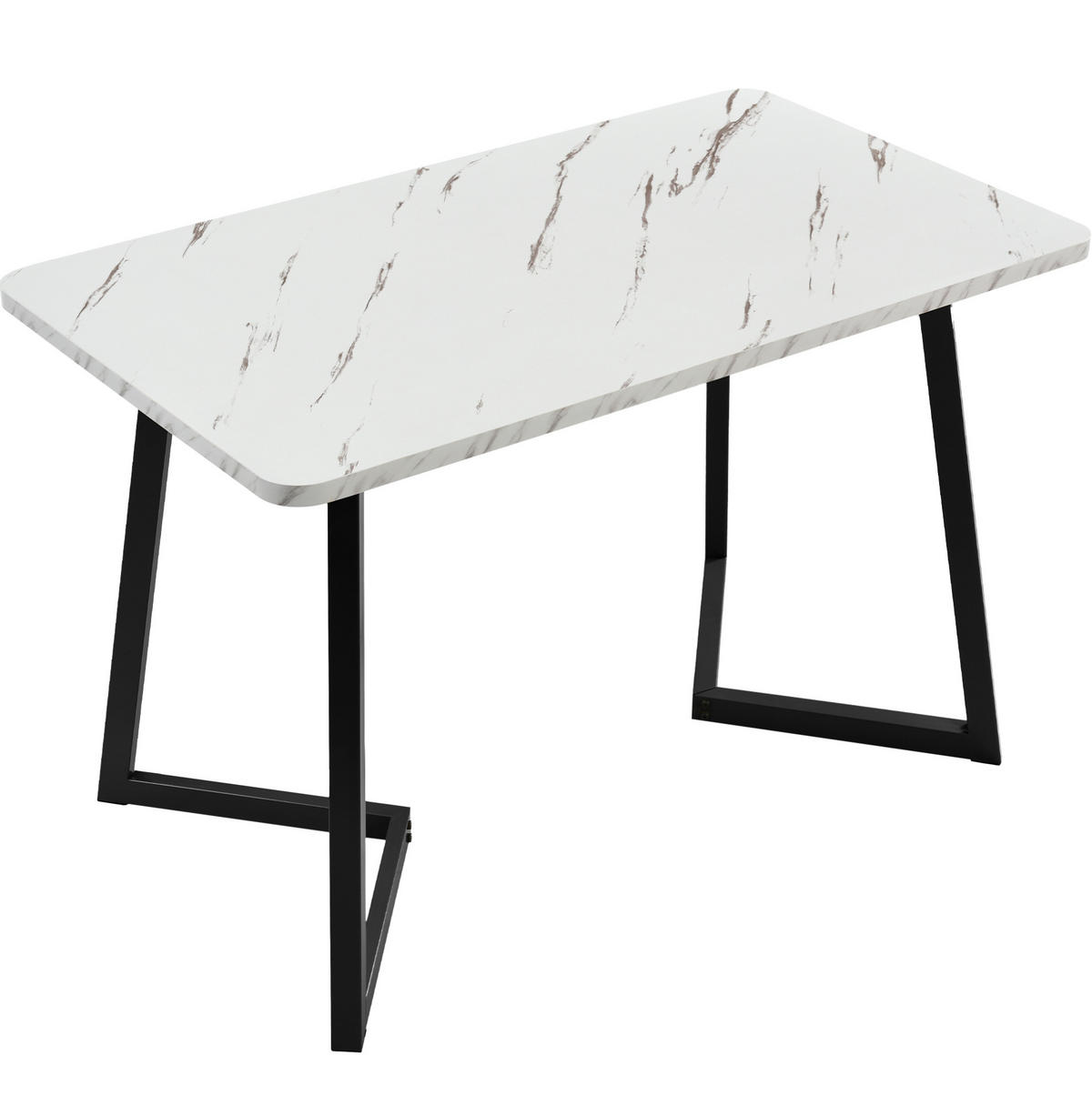 ESSTISCH 117 x 68 cm MDF Marmoroptik Schwarz/Weiß - Weiß, Metall (117/68/75cm) - Meubliv