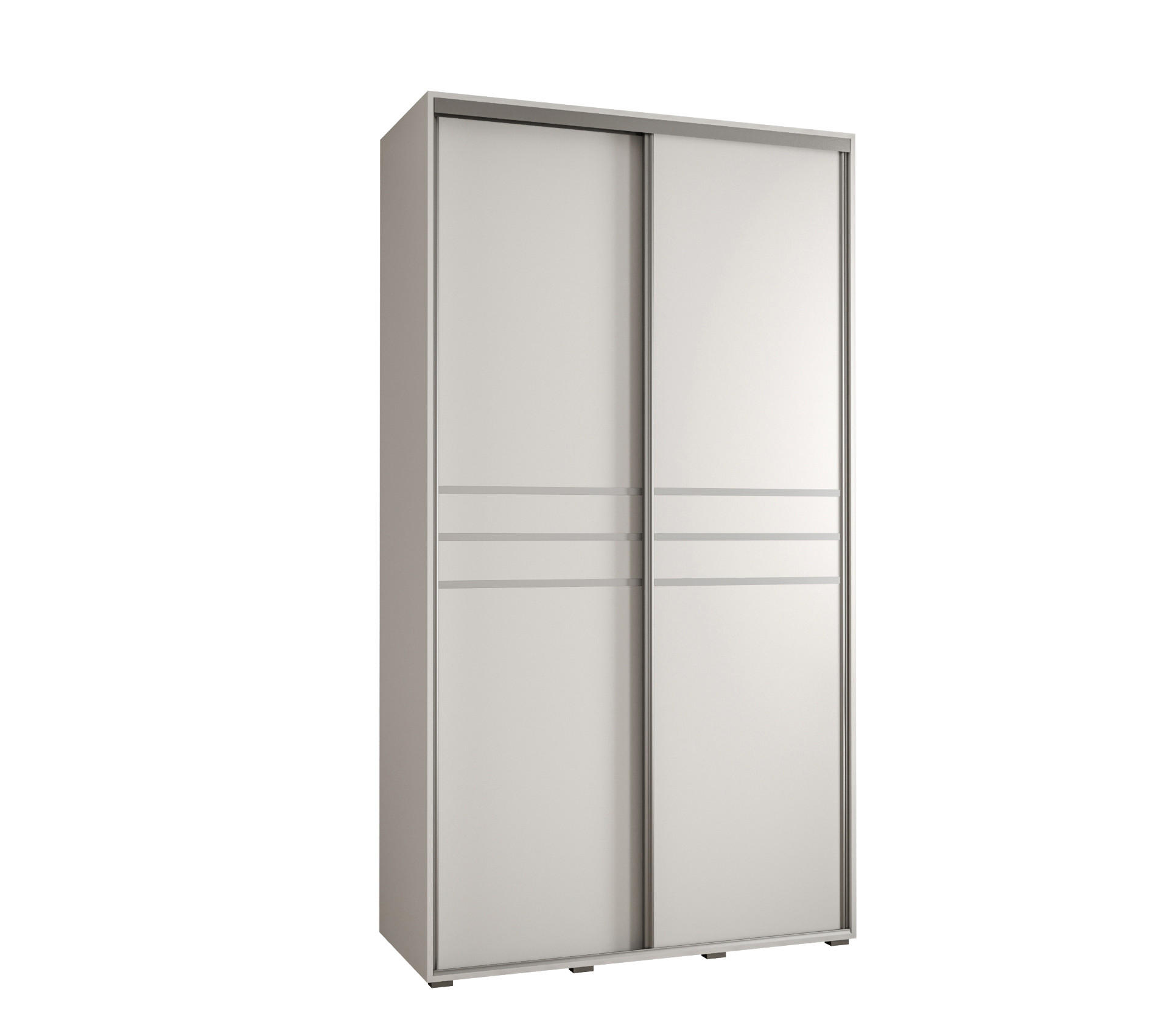 Abiks Möbel Schwebetürenschrank Weiß, Weiß, Silber 130x235x45 cm