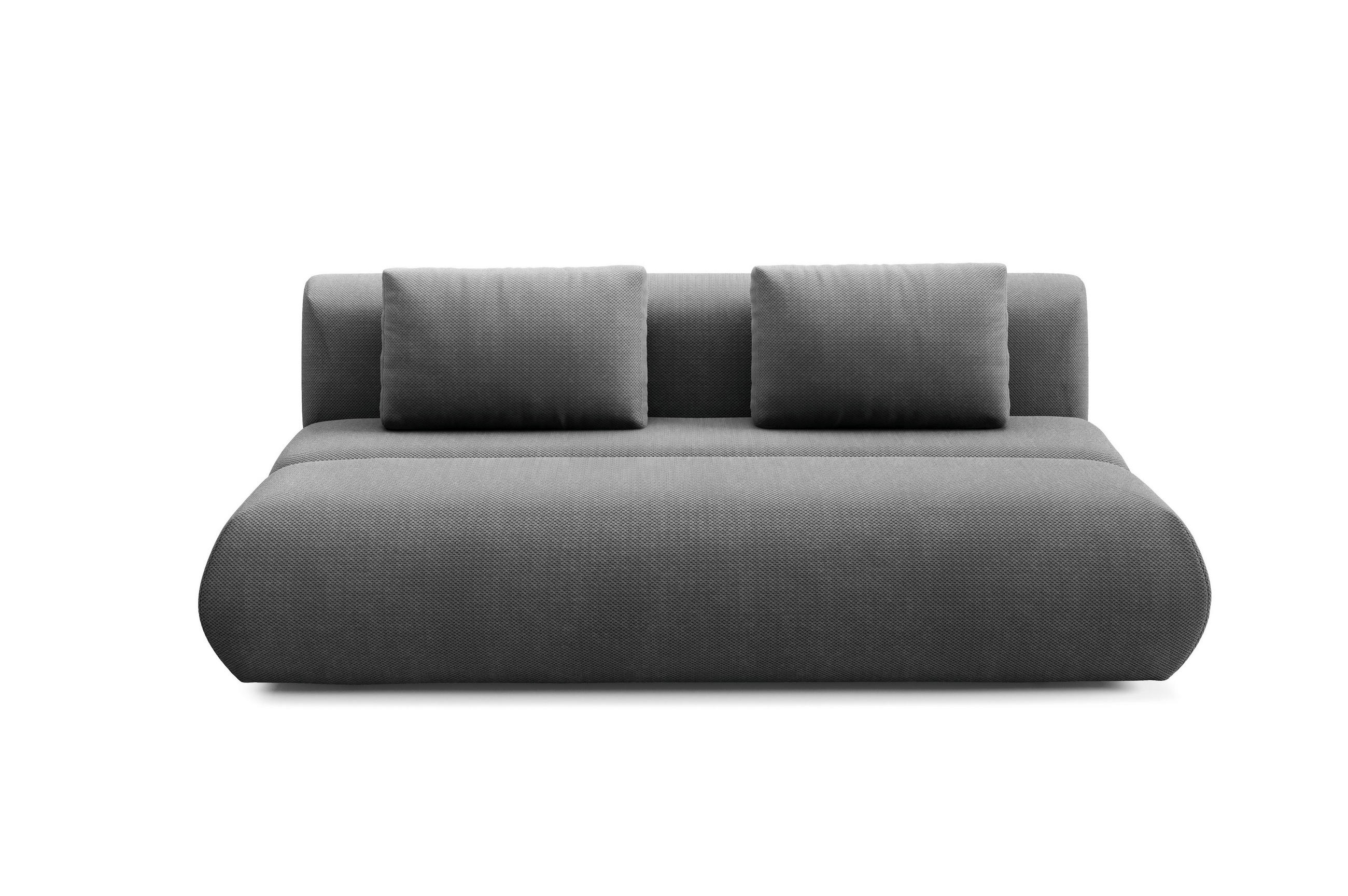 BETTSOFA ATOMO Grau Velours-Stoff mit Schlaffunktion - Grau, Holz (217/82/134cm) - MASSENO