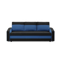 SOFA 3-SITZER MIT SCHLAFFUNKTION ORION, Schwarz + Dunkelblau - Schwarz/Dunkelblau, Textil (220/85/92cm)