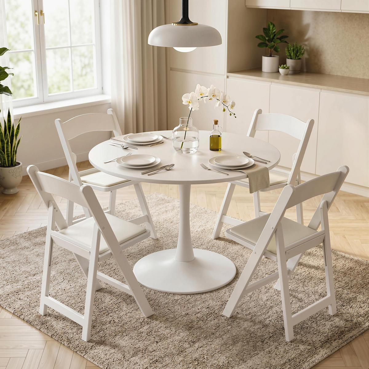 KLAPPSESSEL Weiß 4 Stück - Weiß, Leder (44/78/45cm) - GiPP