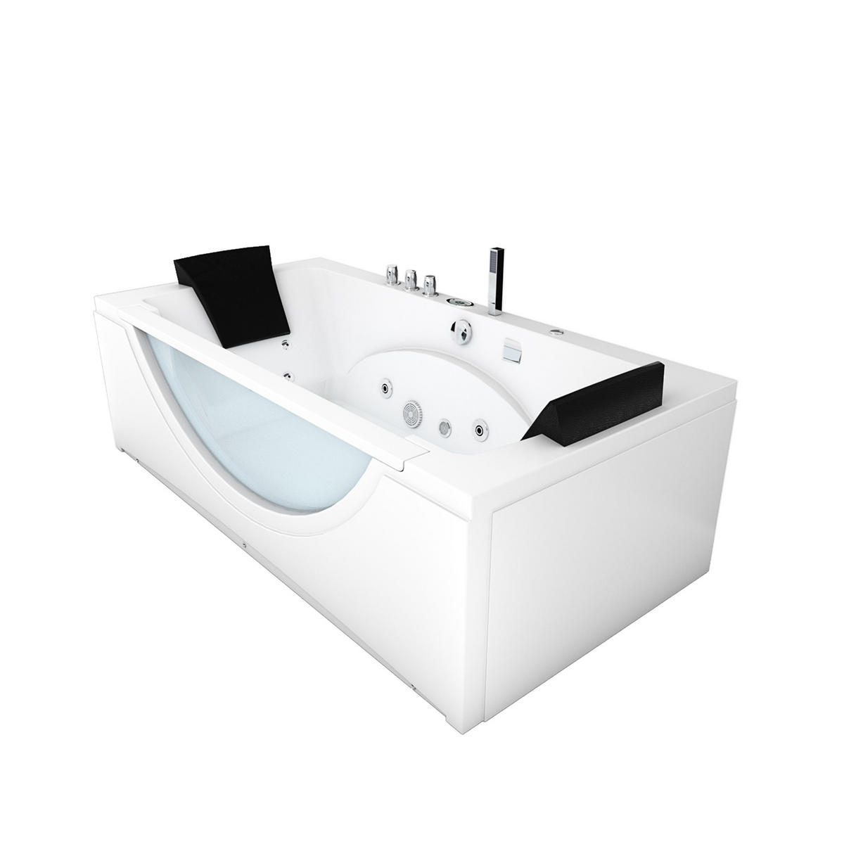 WHIRLPOOL Pool Badewanne Wanne W81H-TH-B-SC 180x90cm - Weiß, Glas/Kunststoff (90/55/180cm) - AcquaVapore by Sandra Jentho