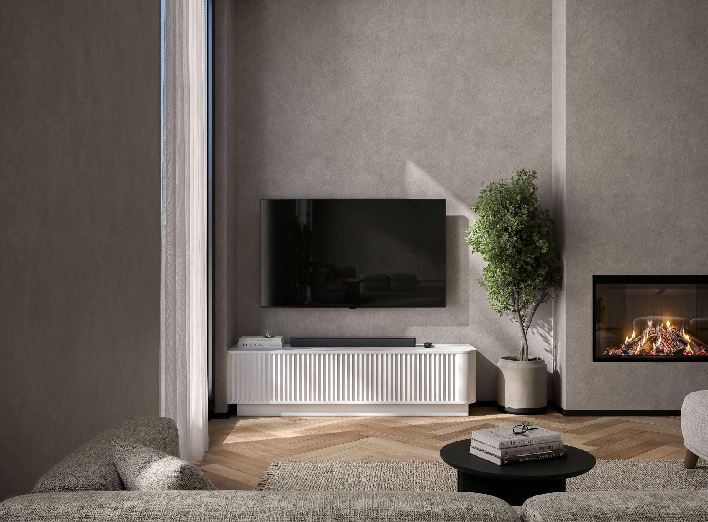 Meble Lindner Tv-Lowboard Weiß 140x37x35 cm