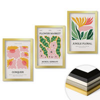 WANDBILDER 3er Set - 20x30 cm Goldrahmen - Blumen und Blätter – moderne Poster - Goldfarben, Kunststoff (20/30cm) - ArtPrintCave