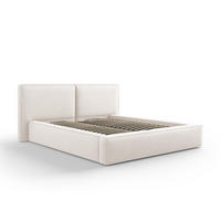 BETT mit Bettkasten und Kopfteil Jodie aus strukturiertem Stoff leichtes beige 160x200cm - Beige, Textil (160/200cm) - Micadoni