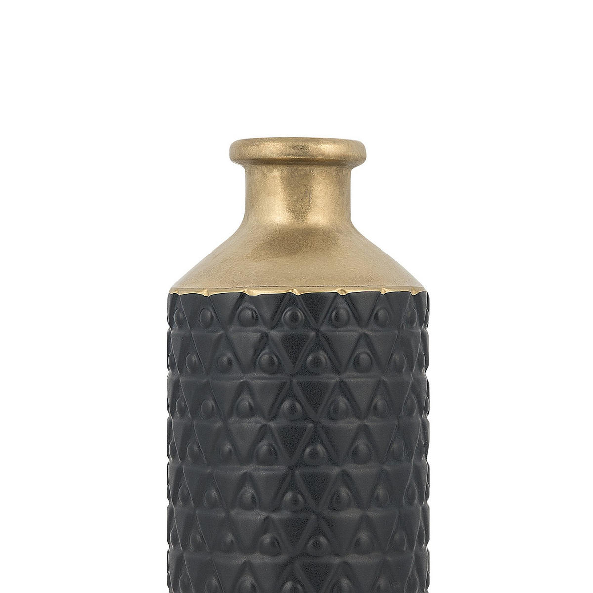 DEKOVASE Steinzeug schwarz Arsin - Schwarz, Stein (39cm) - Beliani
