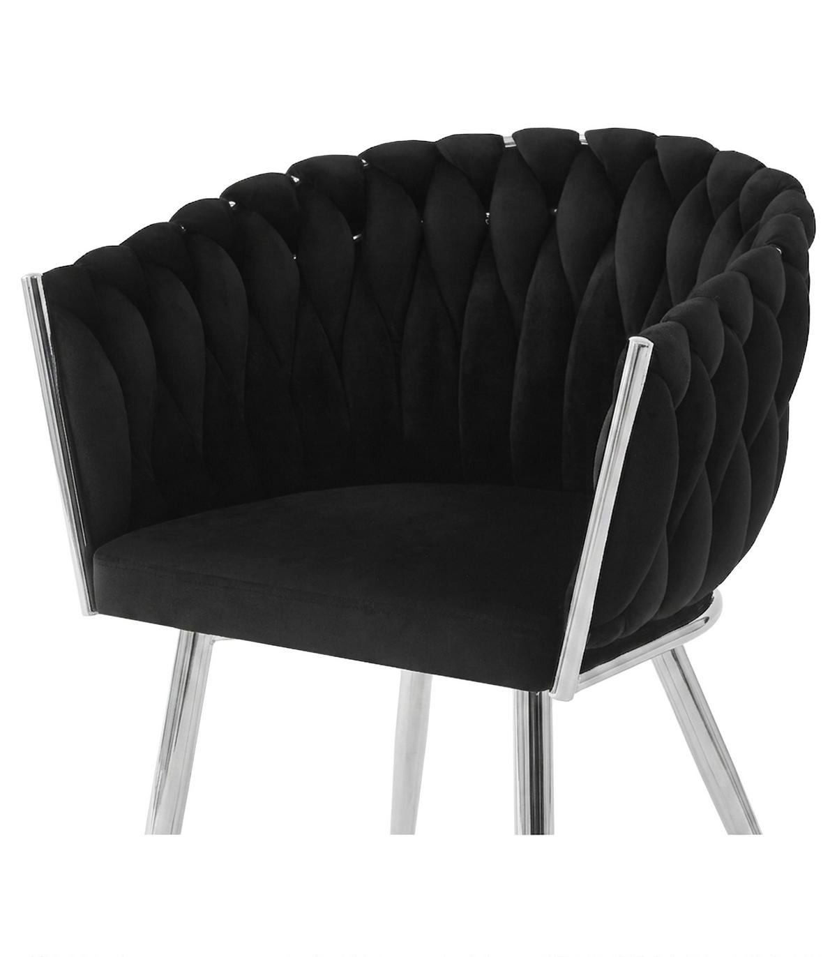 STUHL Schwarz 61x55 cm ORION Samt 2 Stück - Schwarz, Metall (61/44/55cm)