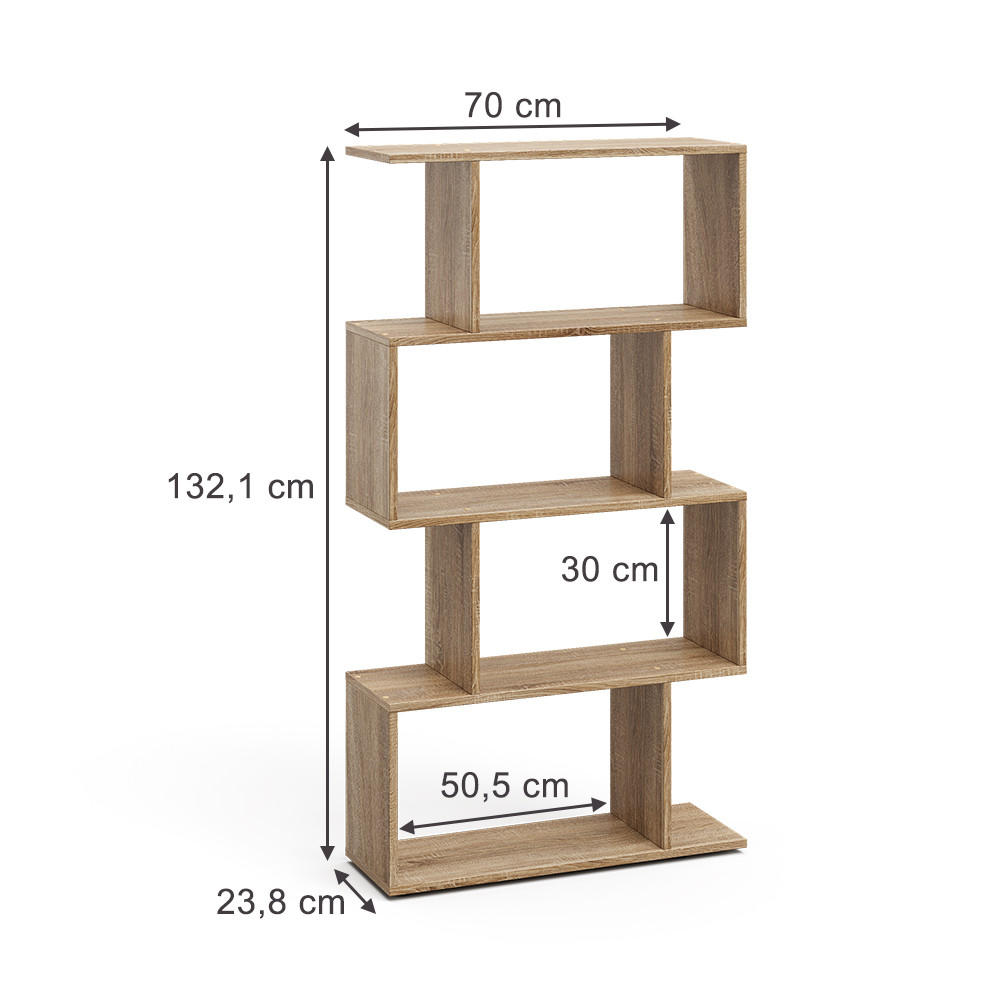 RAUMTEILER Levio Sonoma 70 x 132.1 cm 4 Fächer - Sonoma Eiche, Holzwerkstoff (70/132.1/23.8cm) - Vicco