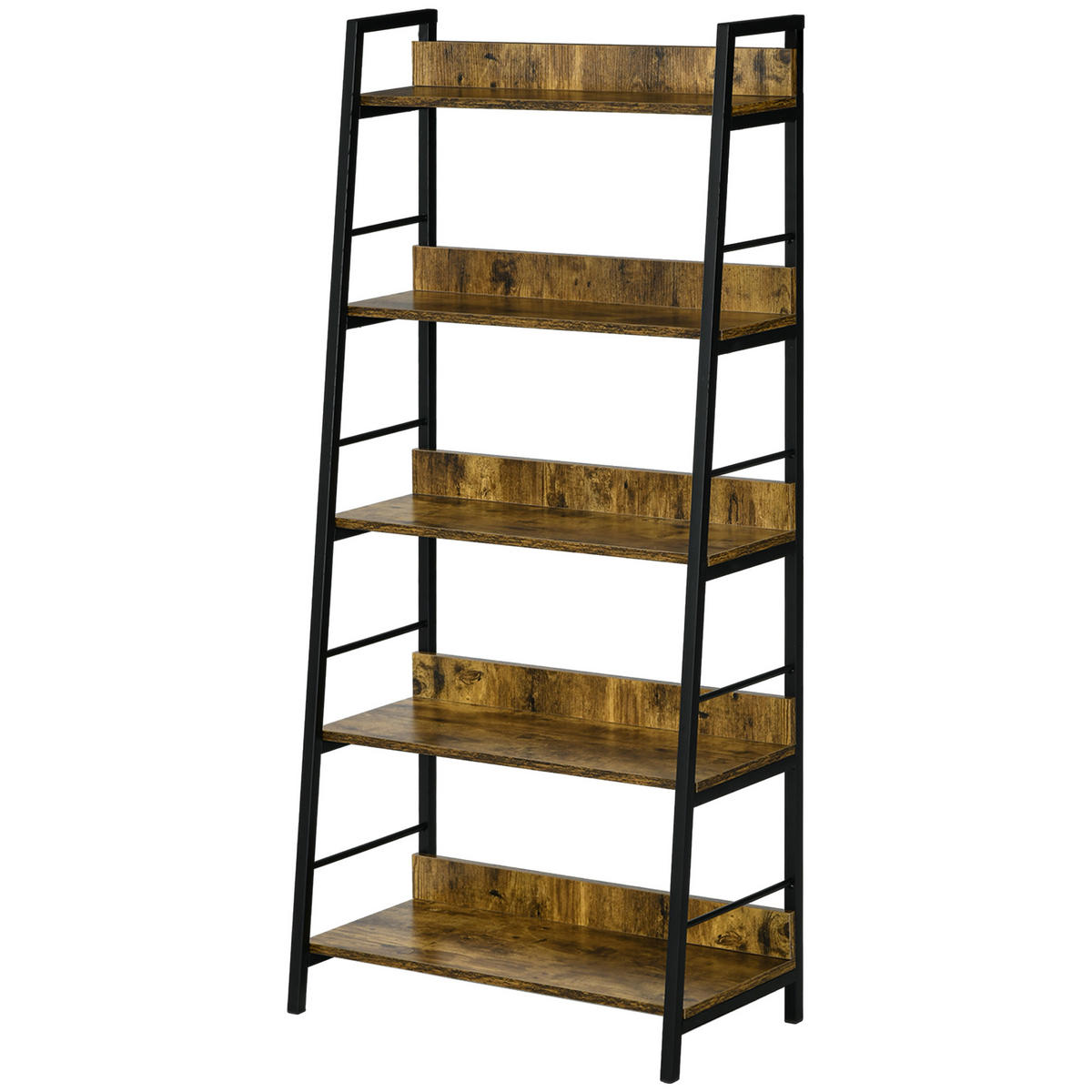 REGAL DE-15495 70/35/150 cm, 5-stufig Schwarz/Natur - Braun, Holzwerkstoff (70/149.5/30cm) - ComfortXL