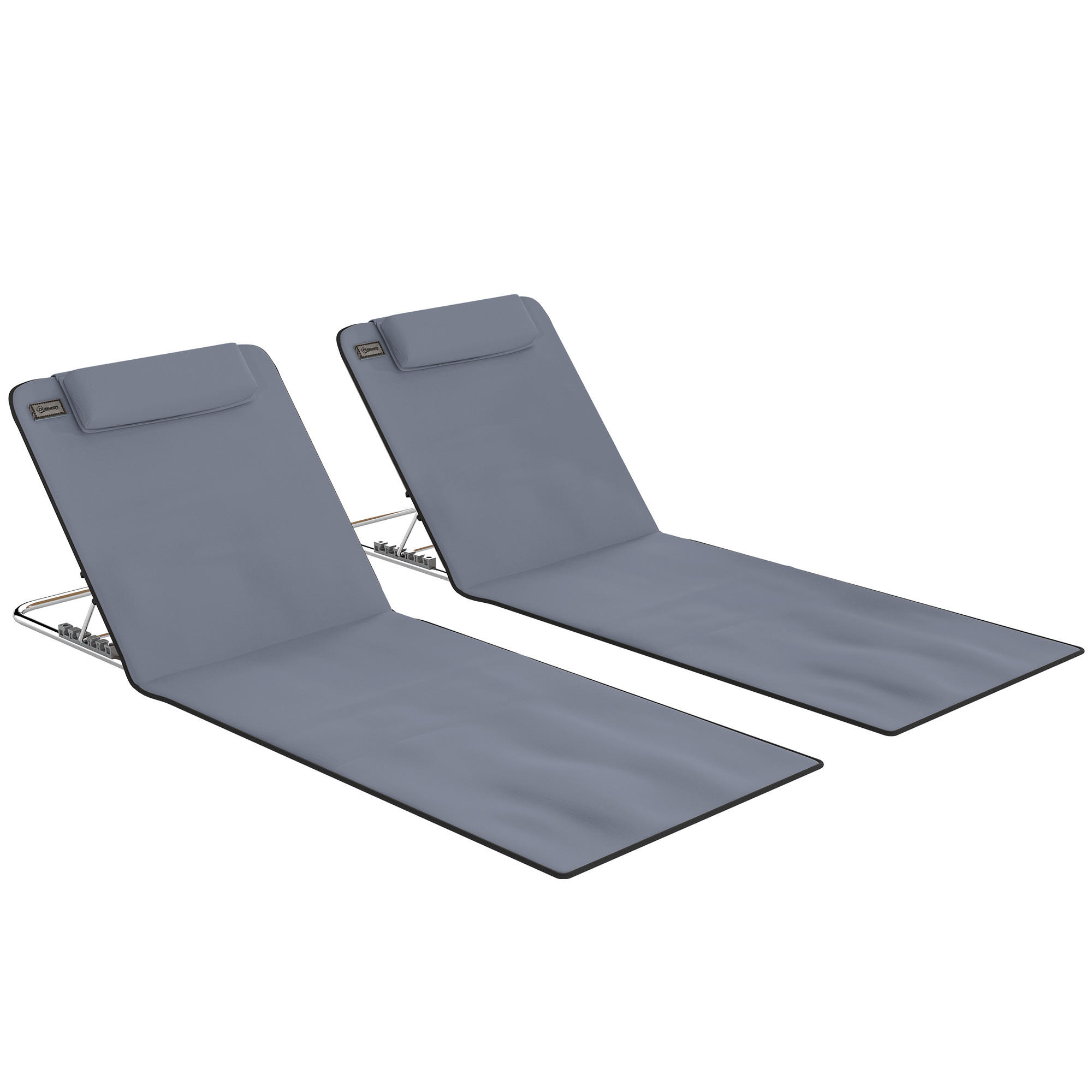 HÖHENVERSTELLBARE STRANDLIEGE, 134 x 48 x 33-43 cm, Stahl, Grau - Grau, Kunststoff (48/43/134cm) - Outsunny