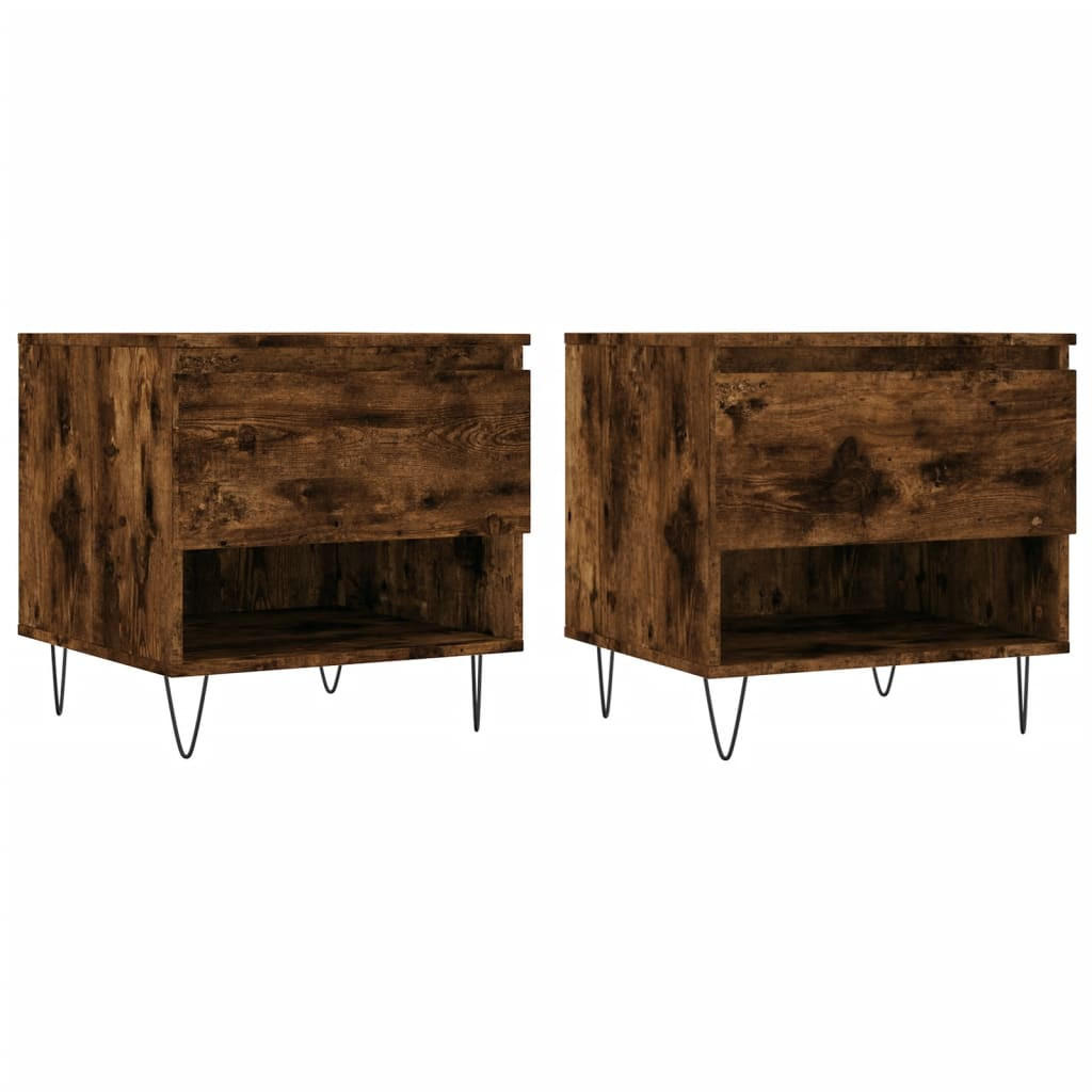 COUCHTISCHE 2 Stk. Räuchereiche 50x46x50 cm Holzwerkstoff - Braun, Holzwerkstoff (50/46/50cm) - furnicato