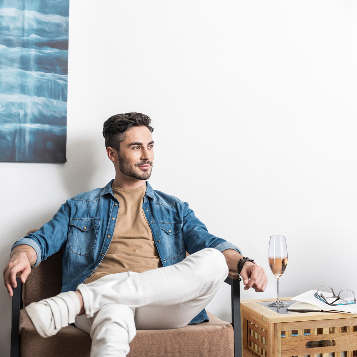 BEISTELLTISCH - Hellbraun, Glas/Holz (34/34/34cm) - Relaxdays
