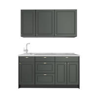 SINGLEKÜCHE Fame-Line, Grün-Gold Landhaus/Anthrazit, 150 cm, AP Marmor - Anthrazit/Grün, Holzwerkstoff (150/82/60cm) - Vicco