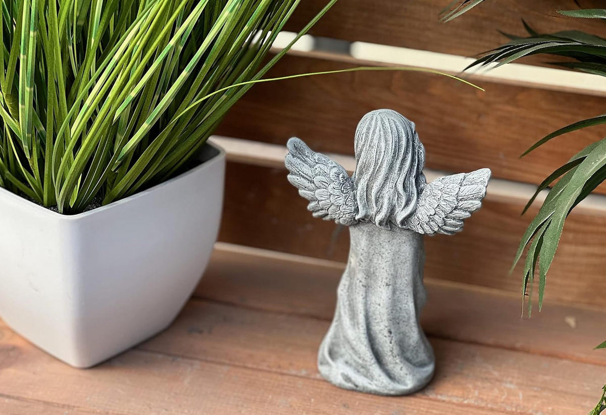 STEINFIGUR betender Engel stehend frostfest Steinguss - Grau, Stein (11/17/6cm) - stoneandstyle