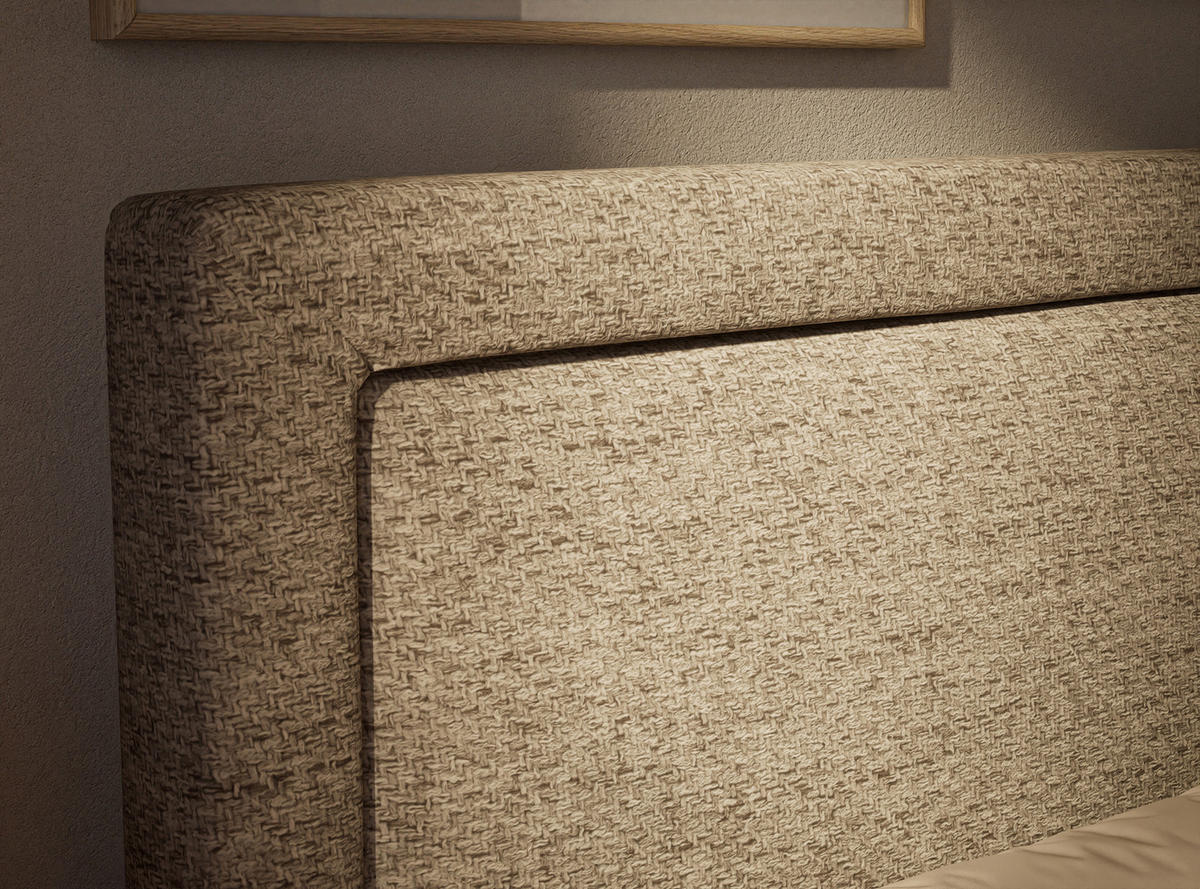 BOXSPRINGBETT Fresco 160/200 cm, in Hellbraun, Bettkasten, Matratze, Topper - Hellbraun/Schwarz, Holz/Holzwerkstoff (160/200cm) - Maison de Reve