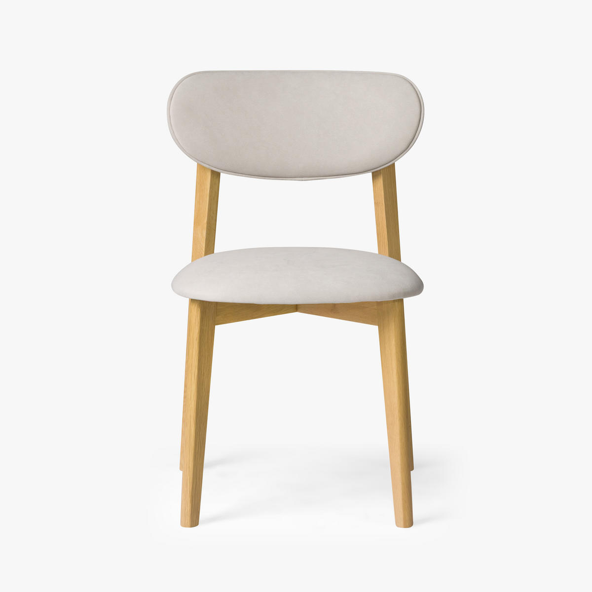 ESSZIMMERSTUHL Theo 2er Set, Natur Eiche + beiger Stoff - Beige, Holz (48.5/79/53.2cm) - WOODEK