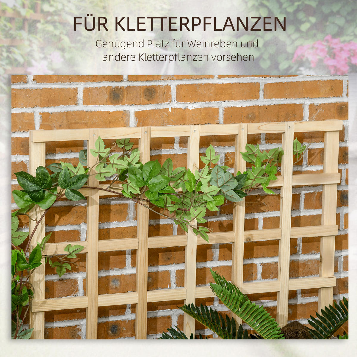 PFLANZKASTEN aus Holz 3-stufiges Hochbeet mit Rankgitter für Gemüse Blumen Naturholz - Fichtefarben, Holz (95/110/95cm) - Outsunny