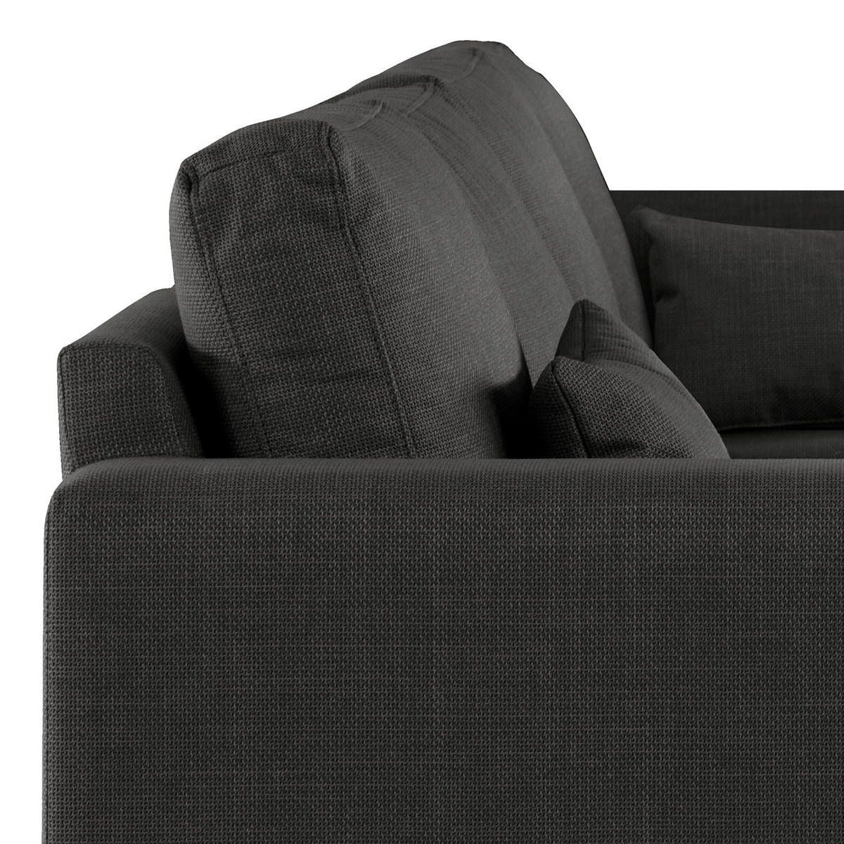 ECKSOFA mit Longchair - Eichefarben/Schwarz, Eichenholz/Textil (281/153cm) - home24