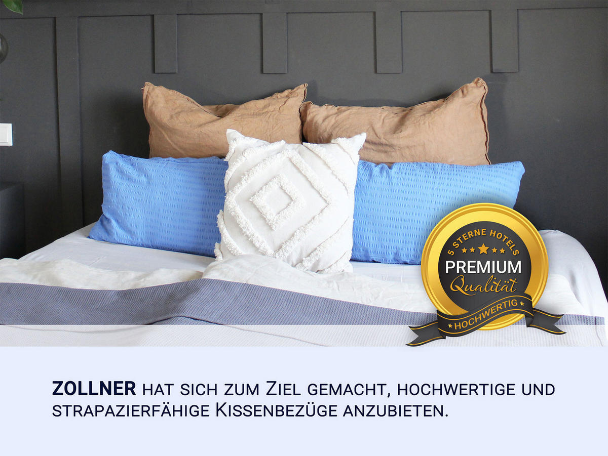 KISSENBEZUG, 2er-Set, 40x80 cm, 100% Baumwolle, Blau - Hellblau, Textil (40/80cm) - Zollner