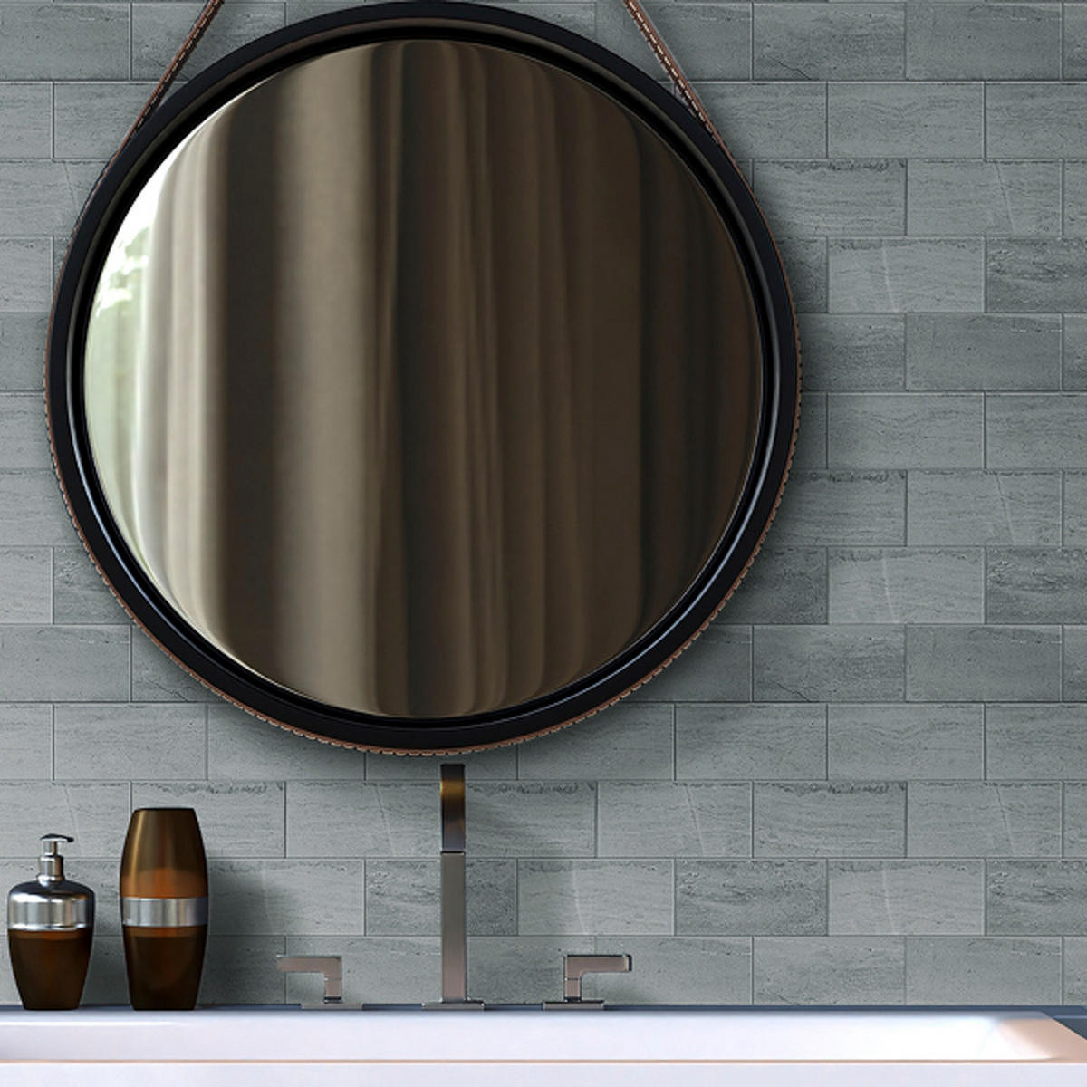 FLIESENAUFKLEBER 1 Stück 30,5 x 30,5 cm Selbstklebende Fliesen - Ribes Lupo - Grau, Kunststoff (30.5/0.4/30.5cm) - Mazovia