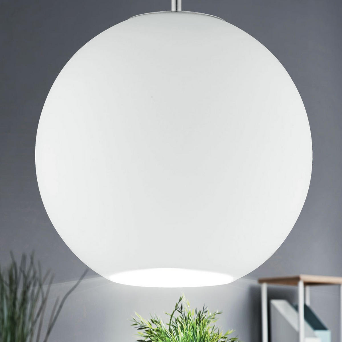 PENDELLEUCHTE MOON Glas Nickel Weiß - Weiß, Glas (25/25/150cm)