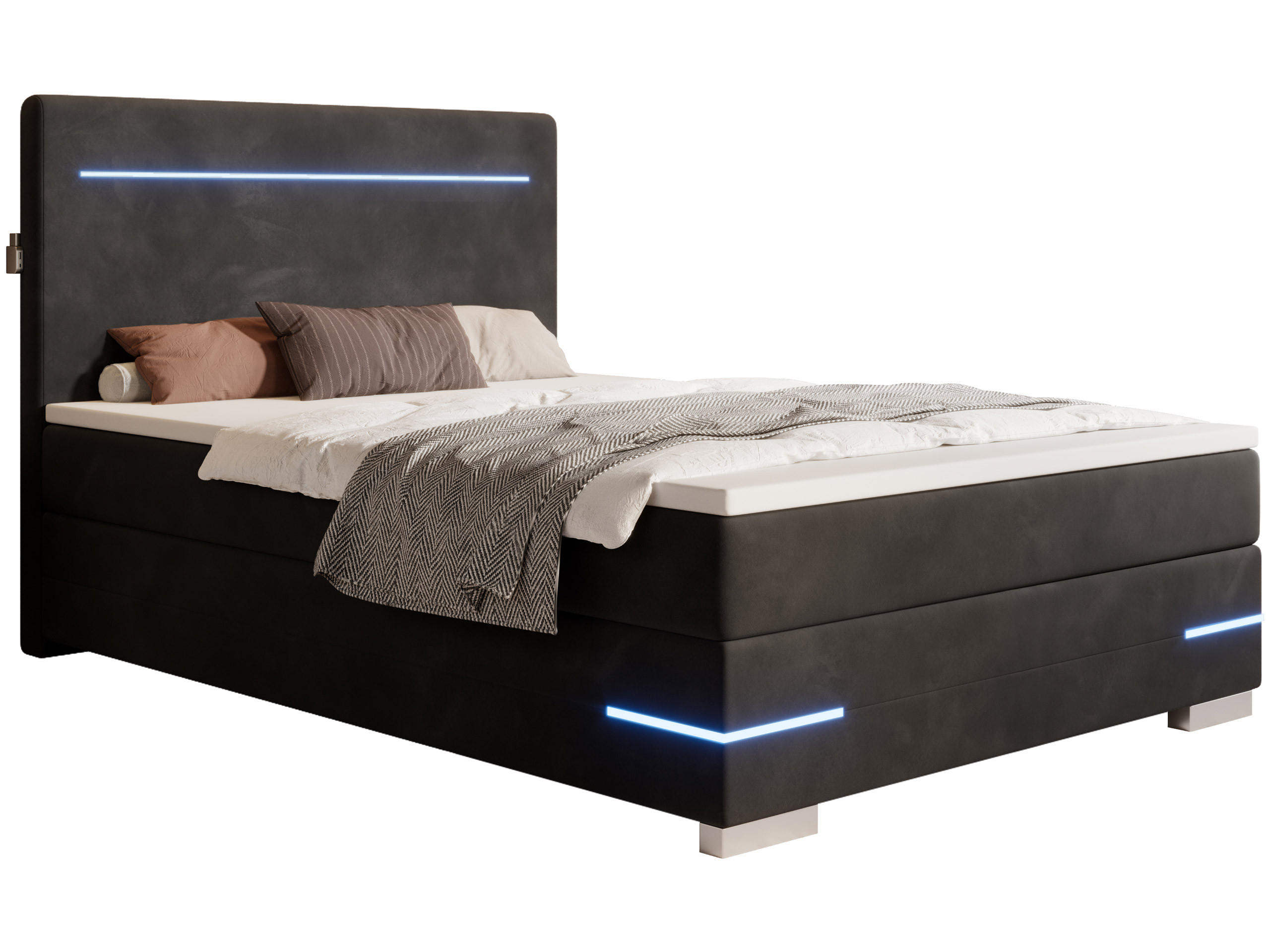 BOXBETT Portland schwarz 90/200 cm - Schwarz, Textil (90/200cm) - wonello