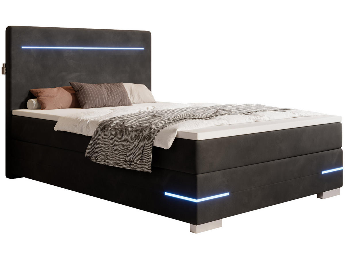 BOXBETT Portland schwarz 90/200 cm - Schwarz, Textil (90/200cm) - wonello