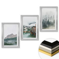 WANDBILDER 3er Set - 20x30 cm Silberner Rahmen - Berge, See, Hütte, Nebel - Silberfarben, Kunststoff (20/30cm) - ArtPrintCave