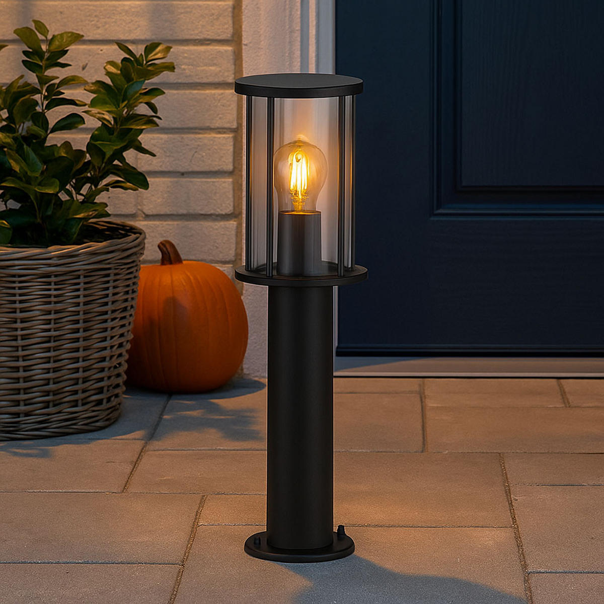 LED WEGELEUCHTE Edelstahl Schwarz - Schwarz, Glas (14.3/14.3/45cm) - Globo Lighting