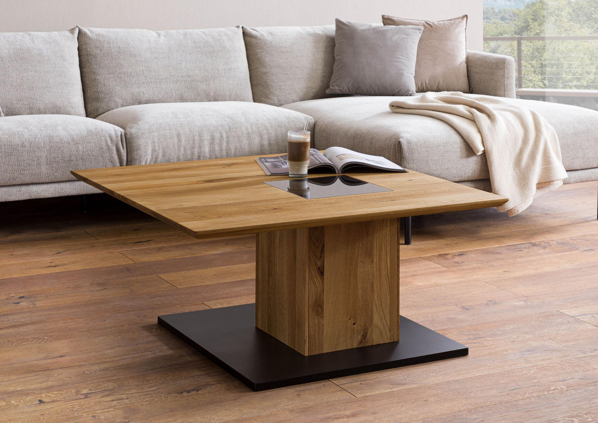 COUCHTISCH Wildeiche 95x95x45 natur geölt LINDAU #03 - Naturfarben, Holz (95/95/45cm) - Massivmoebel24